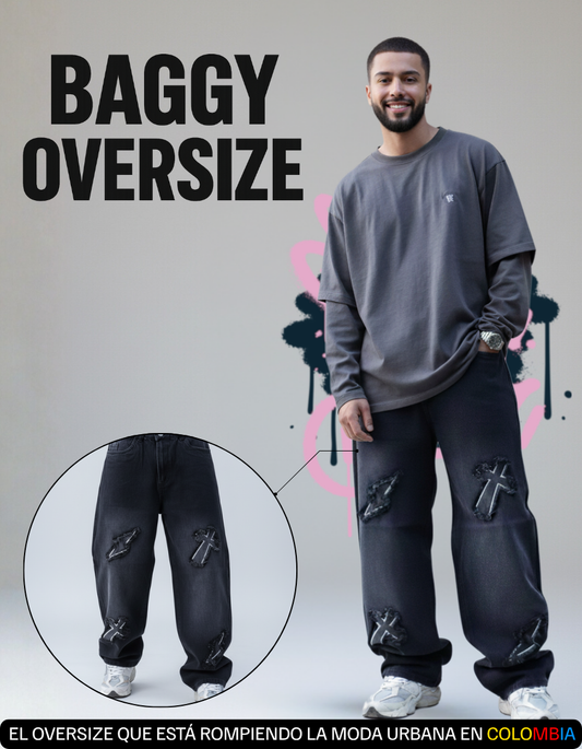 ⚡ BLACK CROSS - JEAN BAGGY OVERSIZE