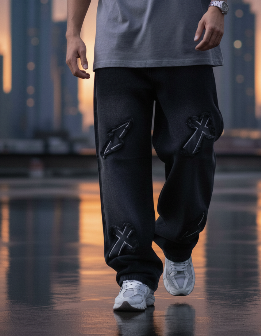 ⚡ BLACK CROSS - JEAN BAGGY OVERSIZE