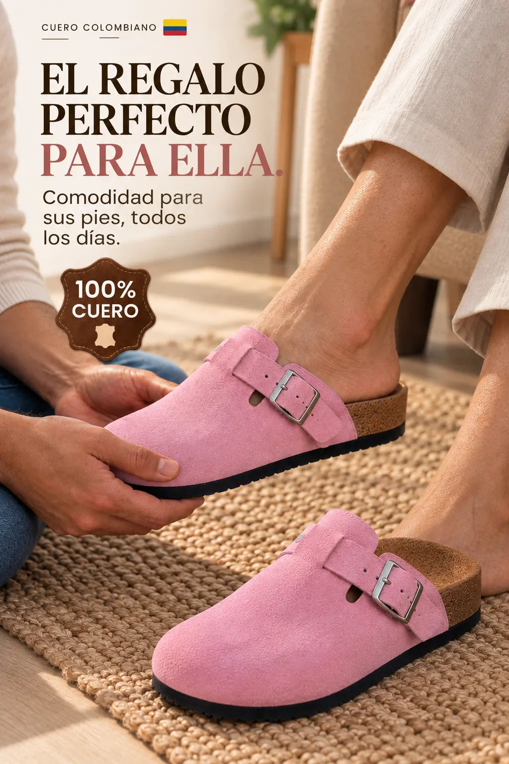 Zuecos en cuero para dama